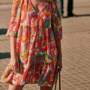 NWT Sezane Seventies courte Vanessa Dress size 36